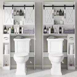 ❤️🔥 #C Over The Toilet Storage Cabinet with Sliding Doors, White$60