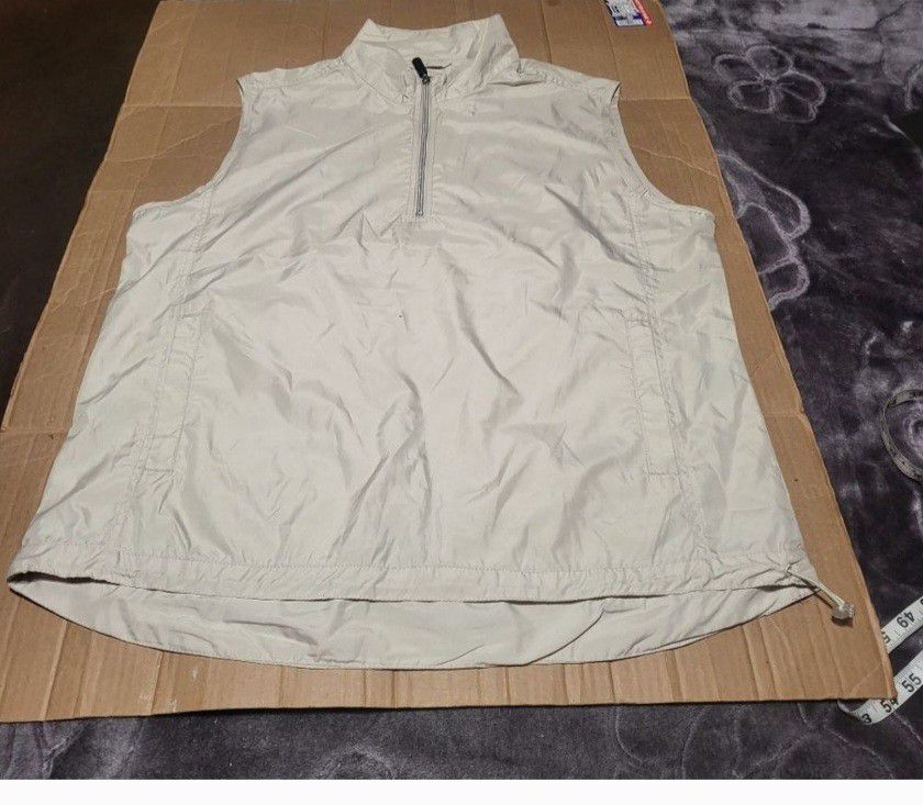 Akwa quality Men's mock neck  sleeveless beige waterproof half zip pullover vest M, 2XL