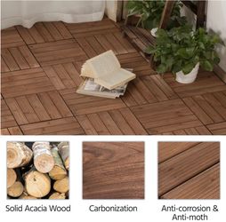 27PCS Interlocking Deck Tiles Outdoor Patio Floor, Brown