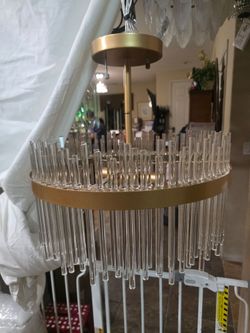 4-light Matt Warm Brass Flush Mount with Clear Glass Bars