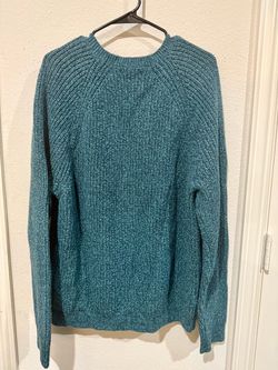 NWT Banana Republic Mens XXL Teal Blue Green Chunky Rib Knit Crewneck Sweater Pullover