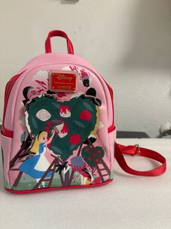 Loungefly Disney Alice in Wonderland Painting Roses Mini Backpack, Aces of Heart Wallet/Wristlet Set