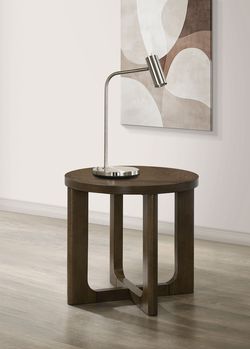 Kessler Brown Round Sculptural Wood End Table