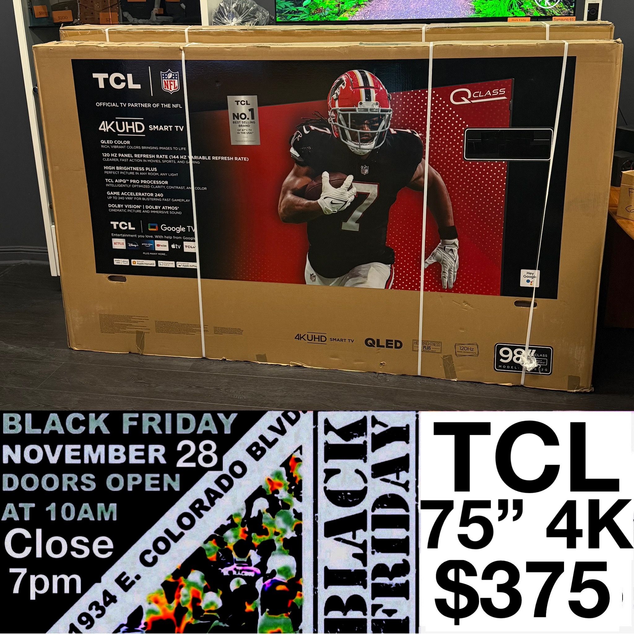 TCL 75 inch 4K TV smart black Friday sale