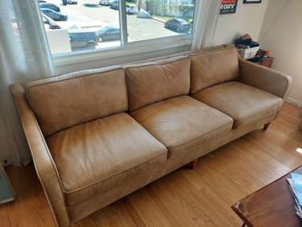 West elm distressed leather couch