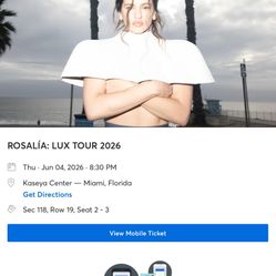 ROSALÍA - 2 Concert Tickets In Miami On June 4th, Excellent Seats
