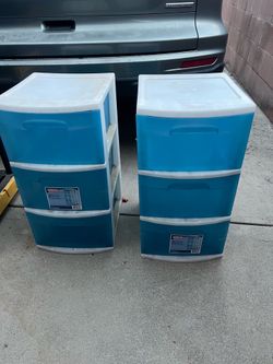 3-Drawers Blue Plastic Storages, $10 each