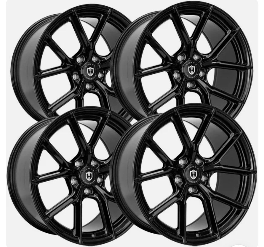 (Set of 4) Curva Flow Forged CFF70 18x8.5 5x108 +35mm Gloss Black Wheels Rims