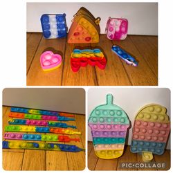 LOT OF FIDGET TOYS RUBBER BUBBLE POP IT PUSH TOYS
