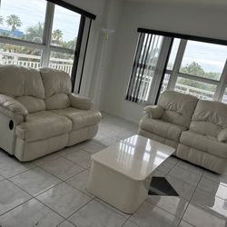 One leather reclining couch