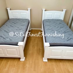 White Twin Bed With Mattress 