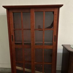 Solid Wood Glass Display Cabinet – Cherry Finish