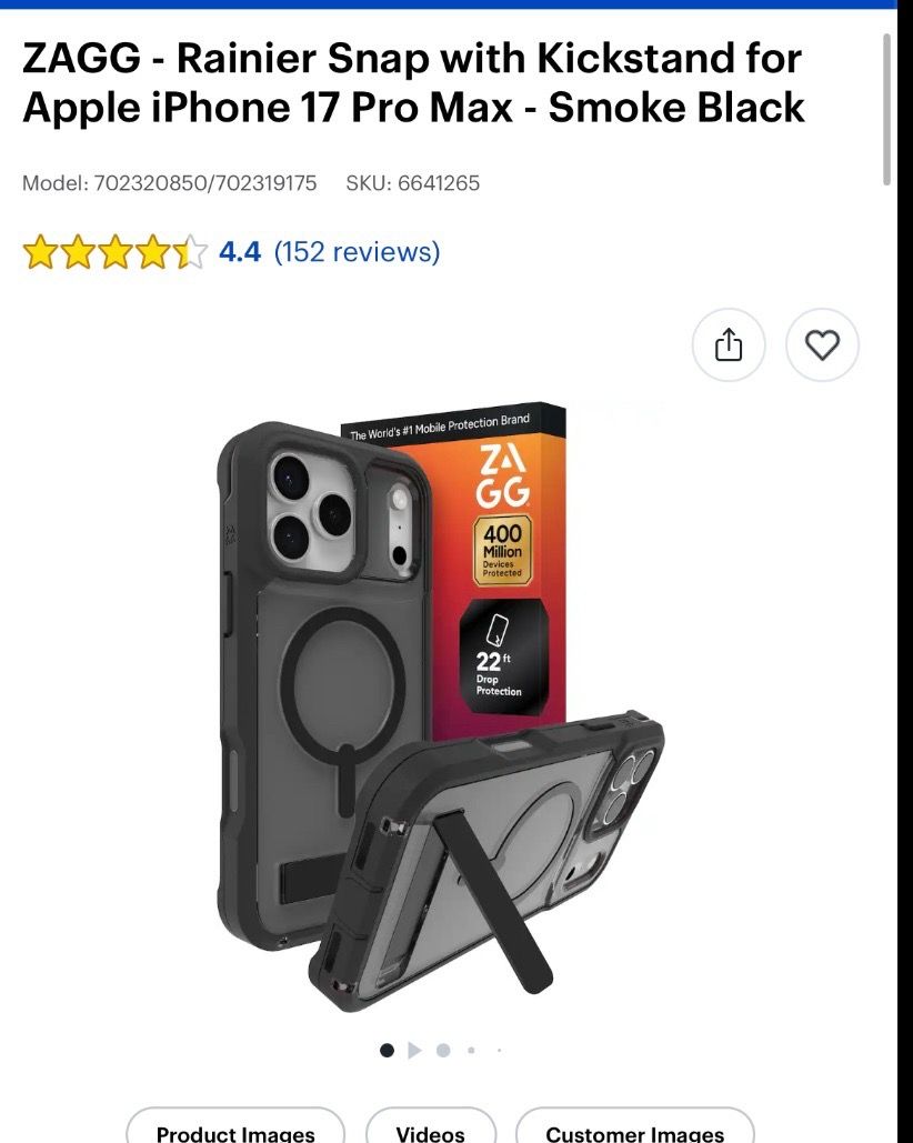 Zagg Iphone 17 pro max case with kickstand