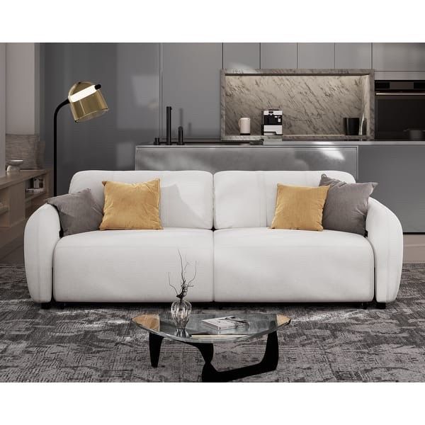 98.5" Sofa, Sofa Couch with 4 USB Charging Ports Thick Backrest Comfortable 3-Seater Couch Modern Minimalist Sofa for Living room