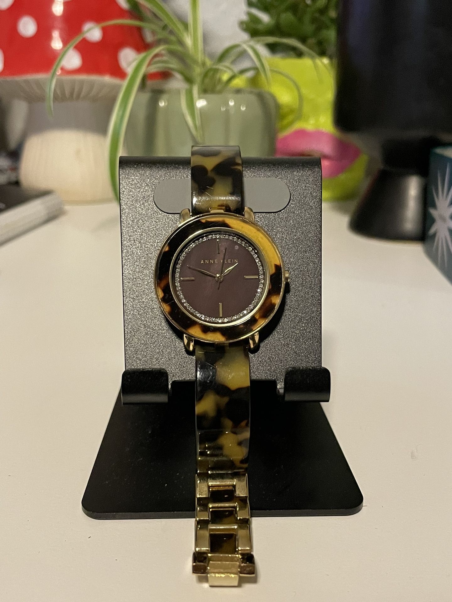 Anne Klein Women's AK/1972BMTO Tortoise/Gold Crystal Accent Analog Watch