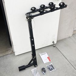 (NEW) in Box $65 Tilt Folding 3-Bike Hitch Mount Rack Bicycle Carrier for 2” Hitch w/ Straps 110 lbs Max 
