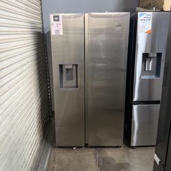 Samsung - 28 Cu Ft Side By Side Refrigerator With Water And Ice Dispenser In Stainless Steel 