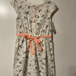 Girls Size 5 Carter’s Dress White with Birds & Flowers