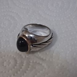 Franklin Mint Sterling Silver 14kt Black Onyx Ring Size 8.5
