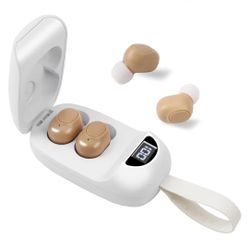 CIS Hearing Aids for Seniors, Rechargeable Hearing Aid with Noise Cancelling for Adults, Invisible Hearing Amplifiers with Charging Box, Easy to Carry