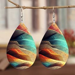 Colorful Mountain Teardrop Dangle Earrings.