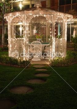 Decorative, Holiday, Wedding Photo Layout, Garden Fixture/Gazebo 11 Ft Tall 8 1/2 Ft. Wide White Fiberglass Garden, Gazebo
