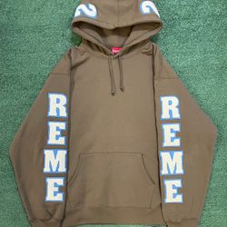 Supreme team chenille olive brown hoodie