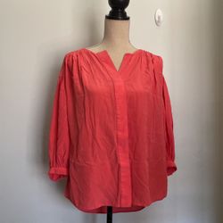 Silk Blouse Orange Oversize Size Small
