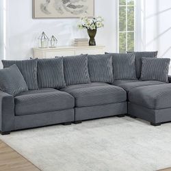 Brand New Comfy Plush Corduroy Sectional