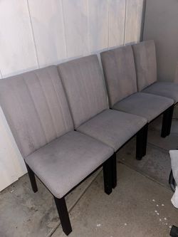 Set of 6 Gray Upholstered Dining Chairs