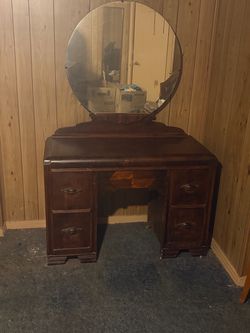 Antique Vanity, Wardrobe and Sewing Machine in Table