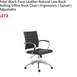 Aster Black Faux Leather Natural Low Back Rolling Office Desk Chair | Ergonomic | Swivel | Adjustable