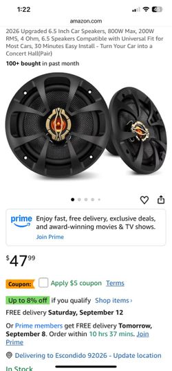6.5 Inch Car Speakers 800W Max Pair New $47 obo send offer