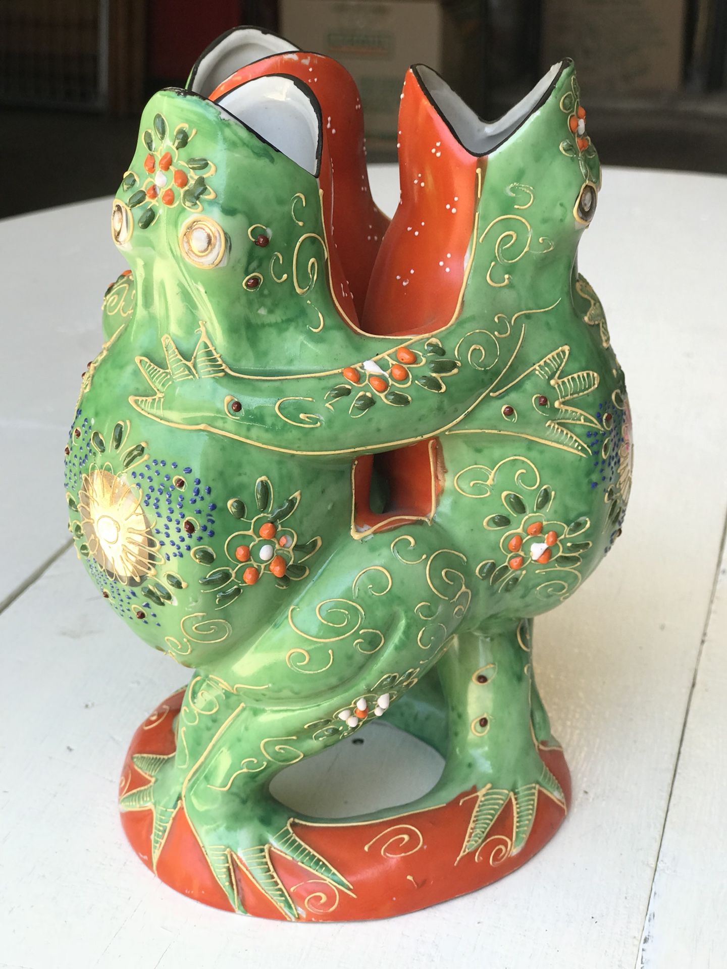 Vintage ceramic frog vase by Transor Ware (made in Japan)