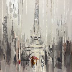 Abstract Canvas Painting Of Eiffel Tower 