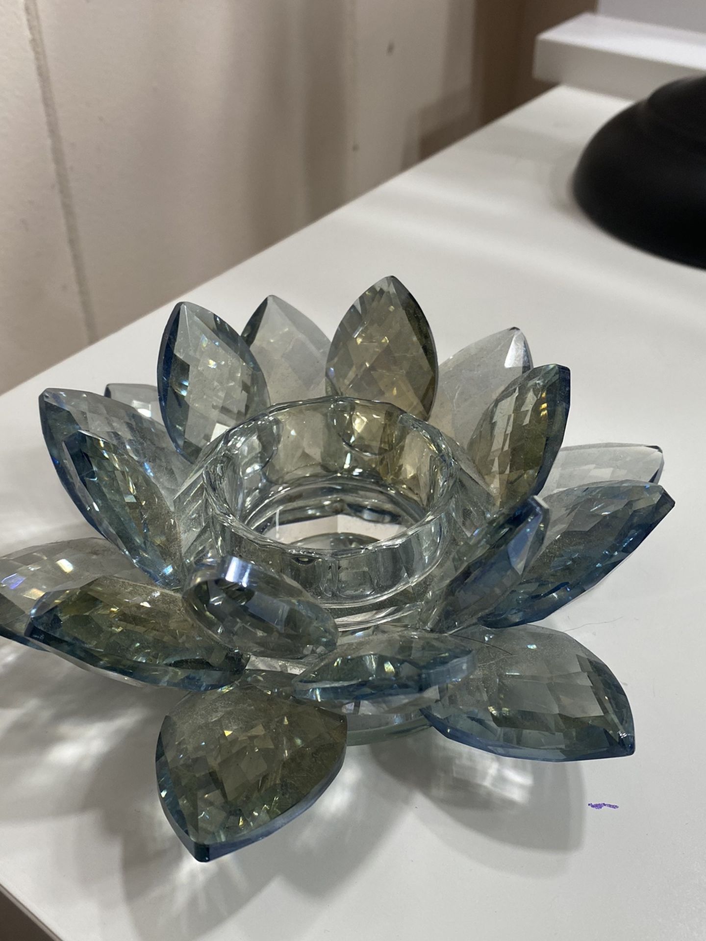 Glass floral candle holder