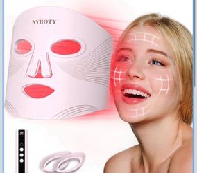 LED Face Mask Light Therapy, 4 Modes Portable Red Light Therapy for Face