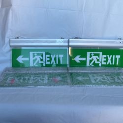 Set Of 4 new Fire Safety Emergency Exit Sign LED White  Easy Install, Hanging Led Exit Sign