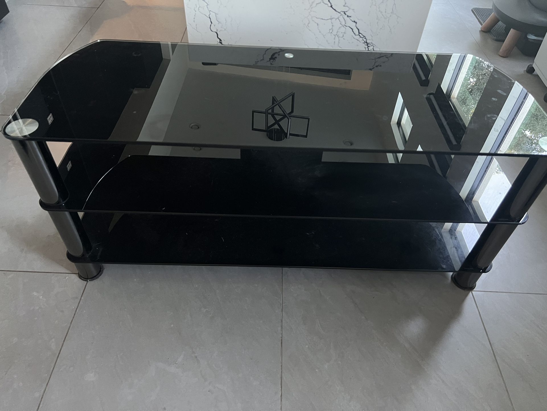 50” Gunmetal & Glass TV Stand