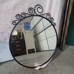 Black Metal Wall Mirror 20" Diameter H23"