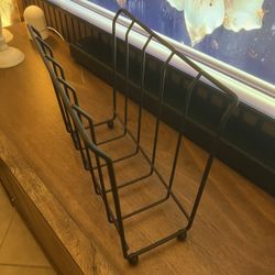 Vintage Wire Magazine or Vinyl Rack Holder MCM Black Metal Storage Records