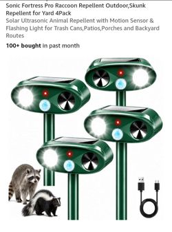 NEW 4 SONIC ULTRASONIC ANIMAL REPELLENT WITH MOTION SENSOR FLASHING LIGHT