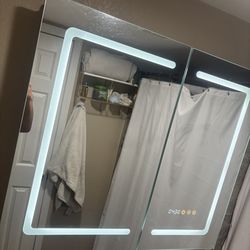 LED Vanity Mirror with Cabinet Storage for bathroom