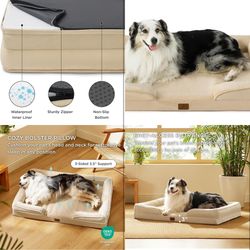 Orthopedic Dog Bed for Extra Large Dogs - XL Washable Dog Sofa Beds Large, Supportive Foam Pet Couch Bed with Removable Washable Cover, Waterproof Lin