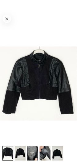 Small woman’s black Bebe cropped jacket
