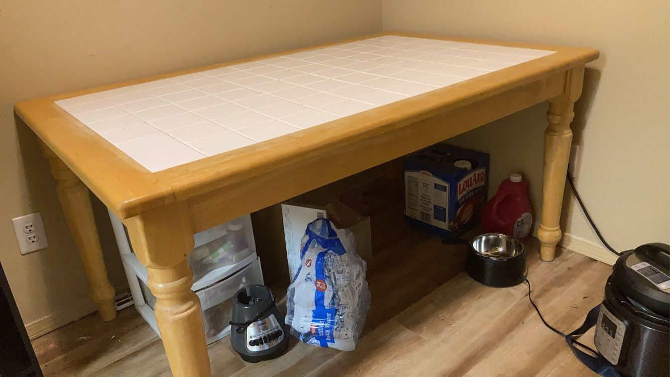 Solid Wood Ceramic Tile Table