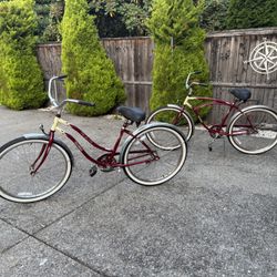 Pair Of Fair Elite Classic Cruiser Beach Cruiser Bike