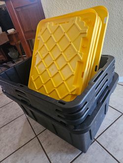 4 HDX 27 Gallon tote bins