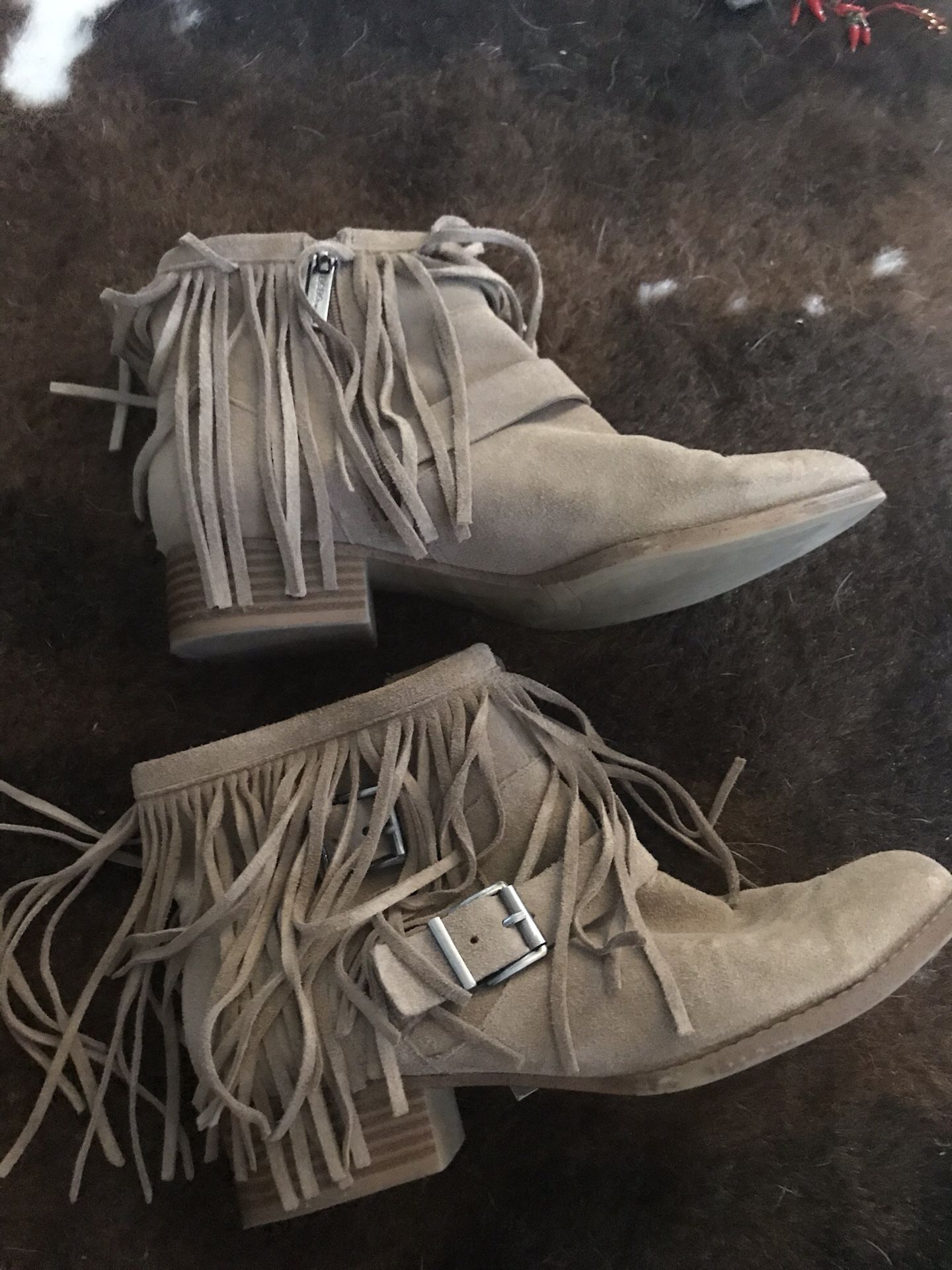BCBG Fringed suede booties - women size 7