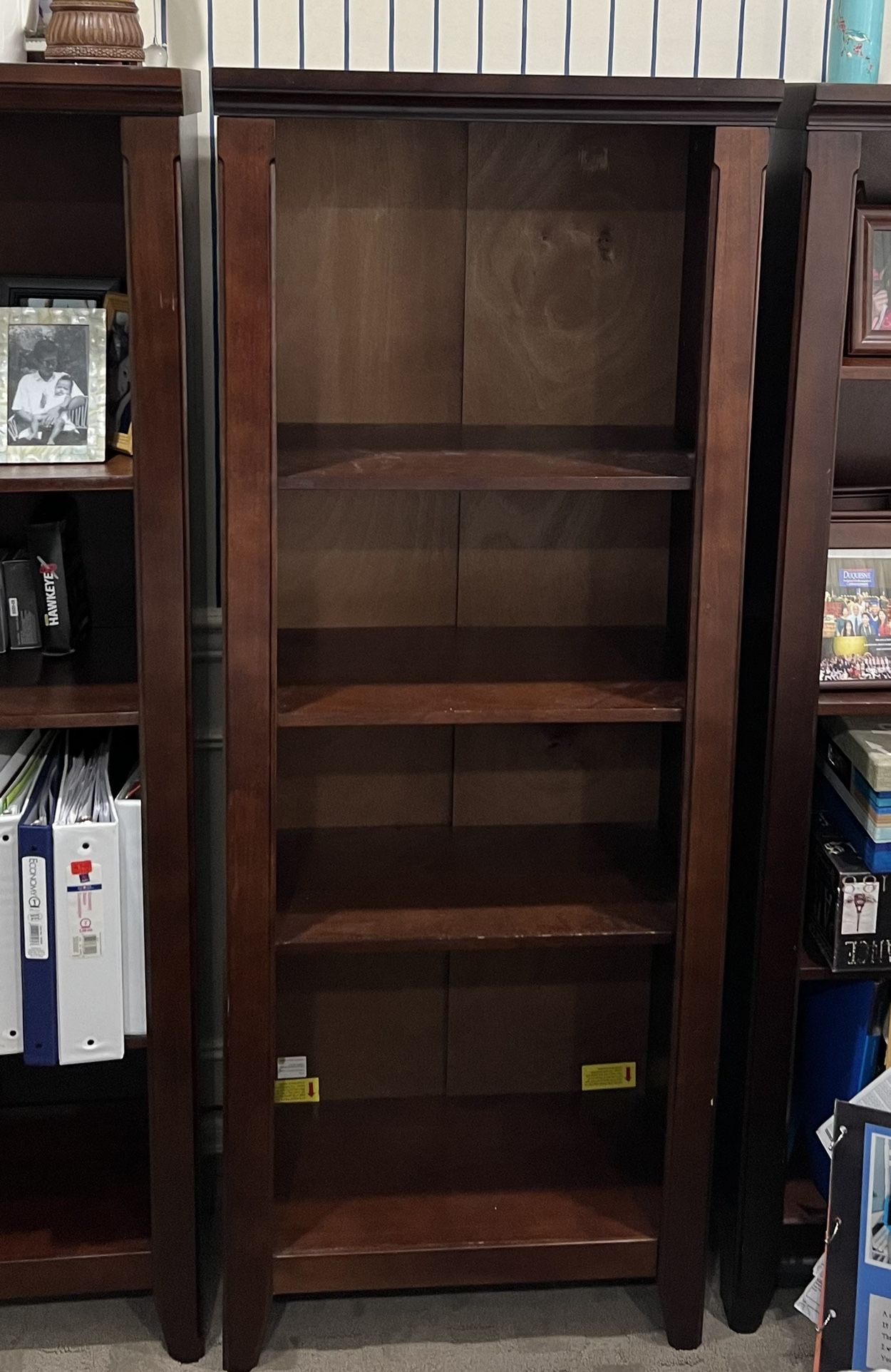 5ft Tall Dark Wood Bookshelves - 4 Available